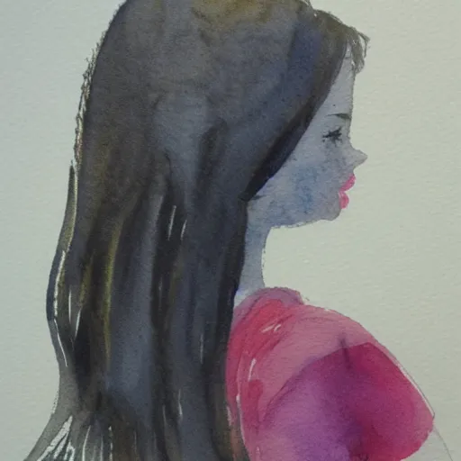 Prompt: pretty girl, water color,