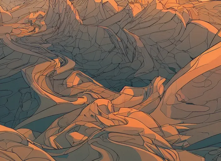 Image similar to abstract art of empty world environmental landscape. no people nor cars. sharp focus, cinematic pose, cinematic lighting, unreal engine render. art by josan gonzales and moebius and deathburger.