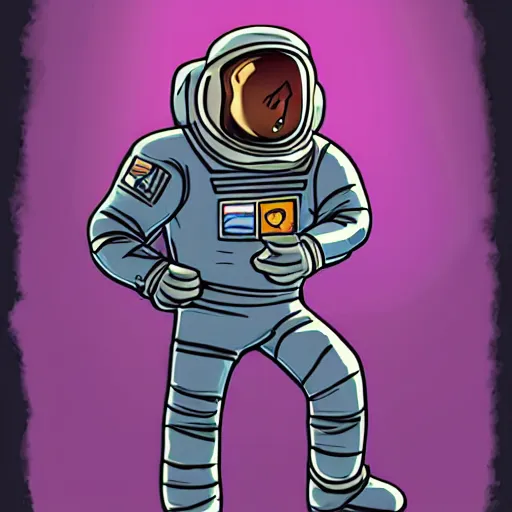 Image similar to astronaut game character in dark space quest, game art, splash art, 2d game