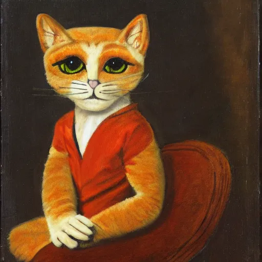 Prompt: portrait of a puppet cat