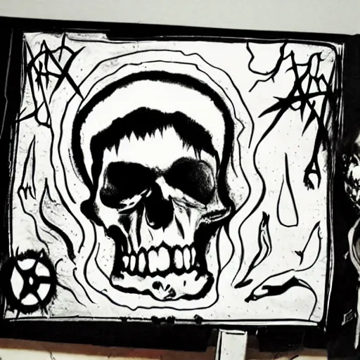 Image similar to death metal album cover drawn by a toddler