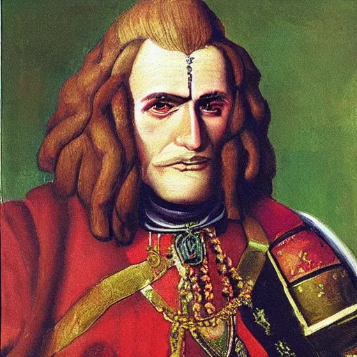 Prompt: “a Orest Kiprensky painting of Ganondorf as the King of England”