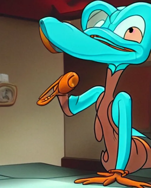 Image similar to perry the platypus as a xenomorph, movie still