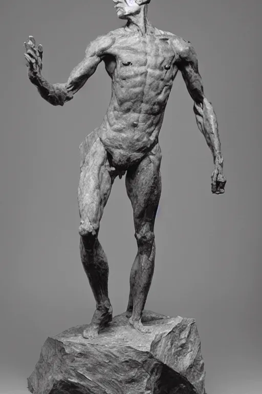 Image similar to full body, michel foucault sculpture by auguste rodin