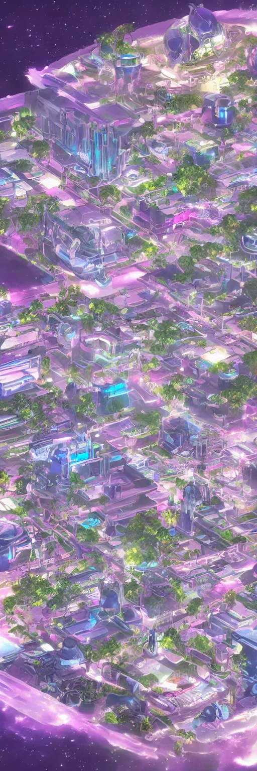 Image similar to a beautiful drawing of small section of a future funk space city, unreal engine