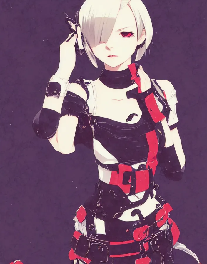 Image similar to ilya kuvshinov anime illustration of reol, last exile,, murata range, fine detail, perfect anime face, dramatic lighting, dynamic composition, moody, art deco, cel shading, vivid, stippled lighting, rich texture, yoshinari yoh, alphonse mucha, takashi murakami, colorful