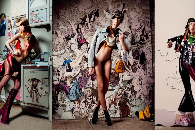 Image similar to fashion editorial photography in a world inspired by geoff darrow