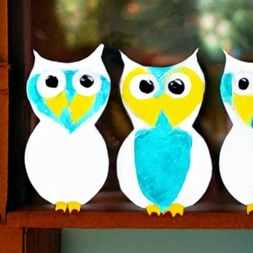 Image similar to children's book art, glowing white owl, in a windowsill