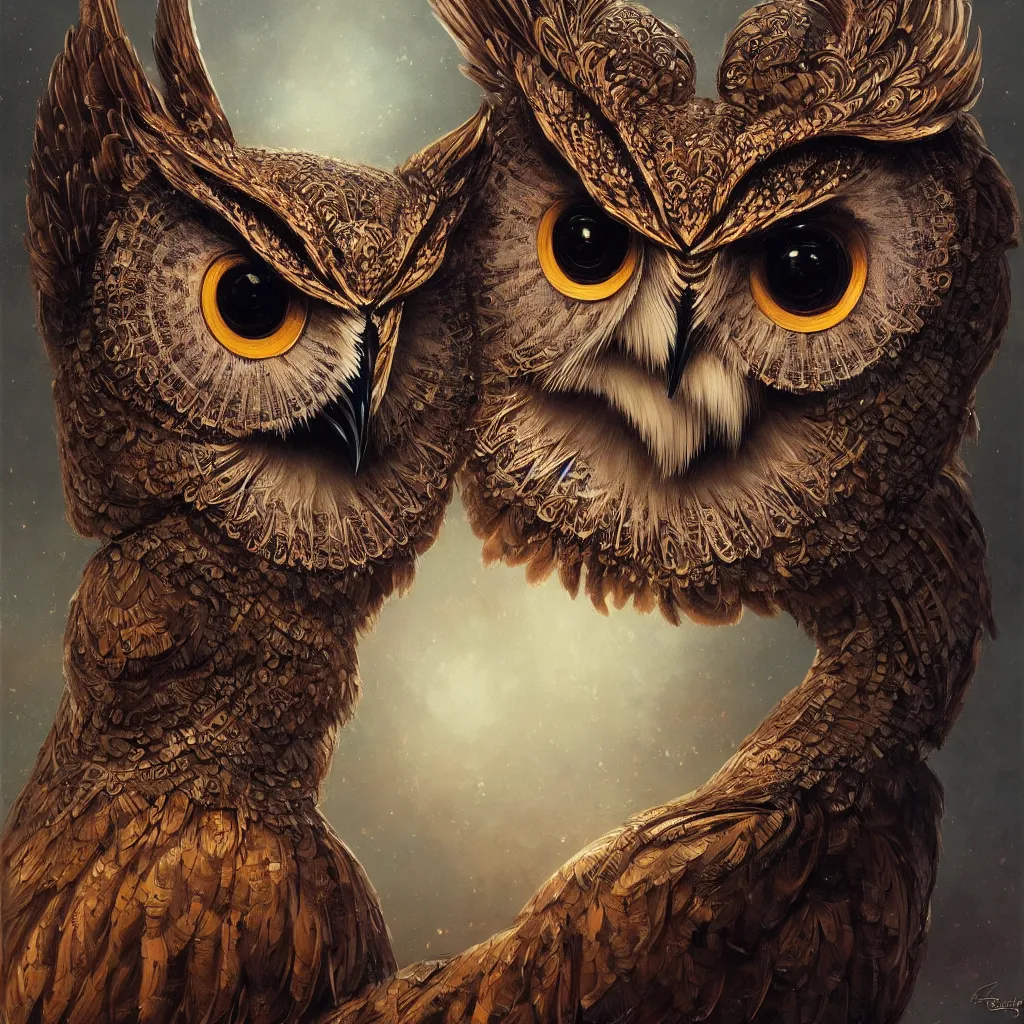 Prompt: a ultradetailed beautiful concept art of a an intricate wooden mask of an owl painted with beautiful colors, but the mask hide some dark secret, photorealism, ome reflexion in eyes, sharp details, volumetric light, high resolution 4 k, by tom bagshaw, greg rutkowski, charli bowater and artgeem