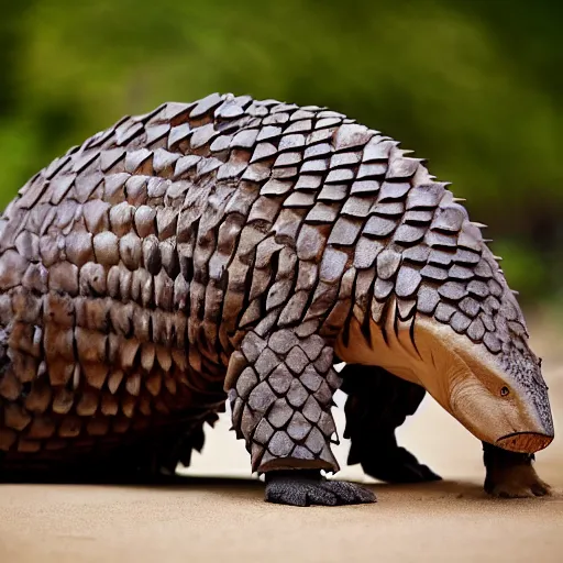 Image similar to a Shark with the armor of a pangolin, national geographic photograph