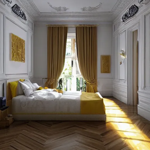 Prompt: cream - colored studio, vanilla - colored lighting, soft golden light, marble room, marble floor, yellow lighting, bare room, empty room, studio room, art room, window to night time, night time, warm lighting inside, art by artgerm