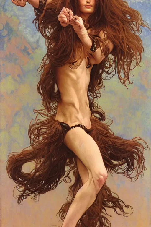 Prompt: realistic detailed painting of chewbacca practicing karate, professional model shoot, by alphonse mucha, ayami kojima, amano, charlie bowater, karol bak, greg hildebrandt, jean delville, and mark brooks, art nouveau, neo - gothic, gothic, rich deep colors