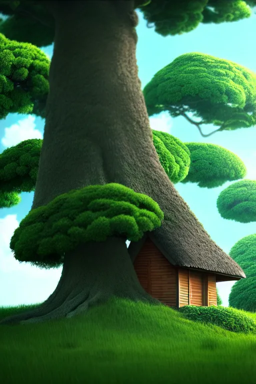 Image similar to the tree is a house, studio ghibli, octane render, 4 k