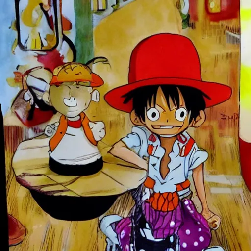 Image similar to luffy in McDonald's