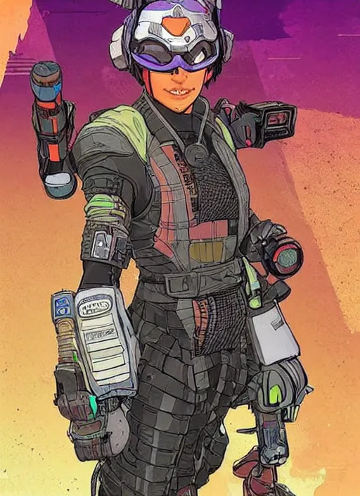 Image similar to apex legends cyberpunk self defense instructor. concept art by james gurney and mœbius. gorgeous face.