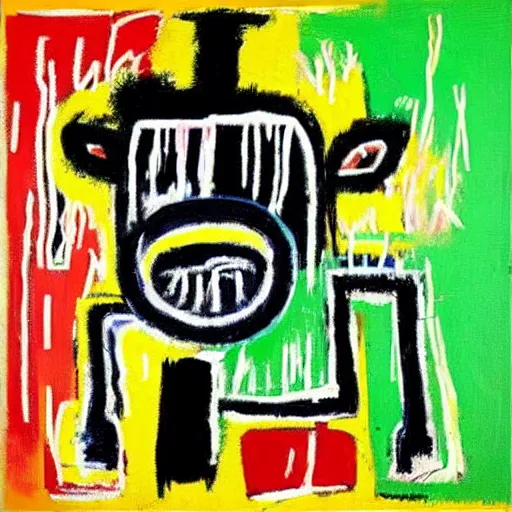 Image similar to “pig, neo-expressionist style, by Jean-Michel Basquiat”