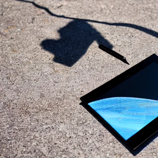 Prompt: A wacom tablet melting in the sun