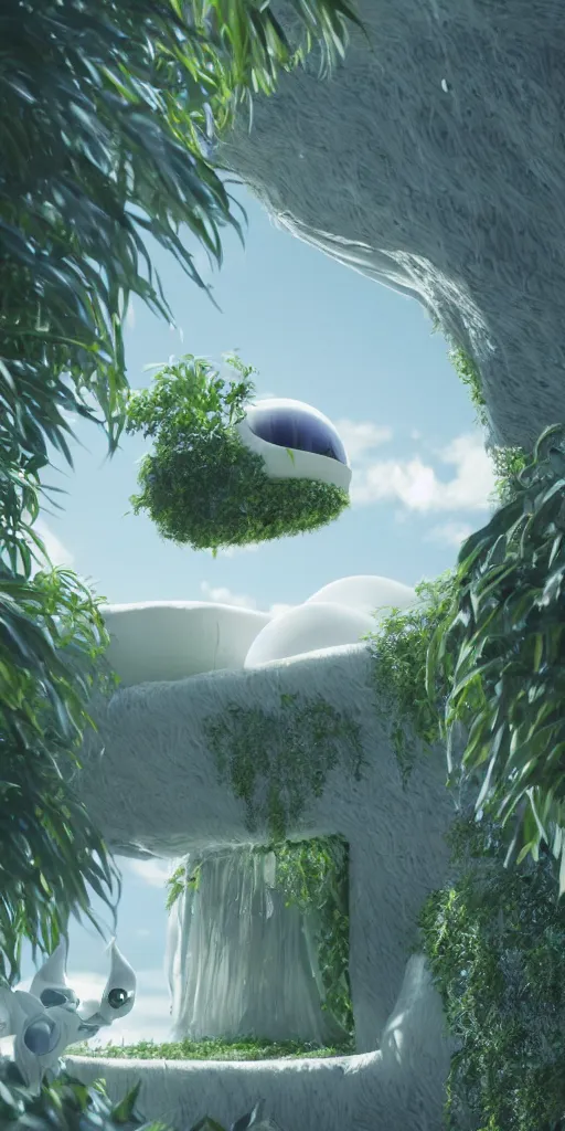Prompt: cocoon plant technologic cotton - shaped house on a alien planet, by pixar, smooth, cinematic, wet reflections, ray tracing x, rtx, smooth