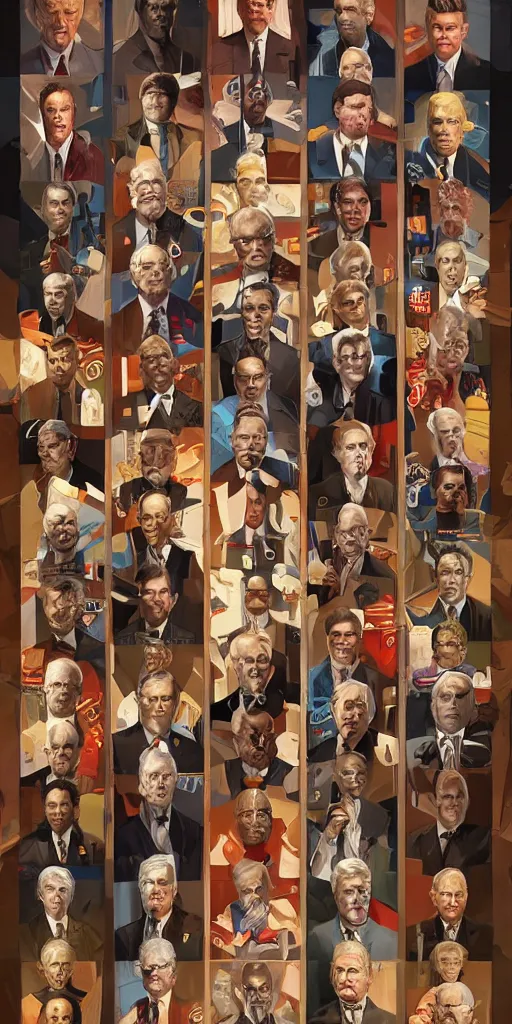 Image similar to symmetry!! all the presidents of usa, very detailed, perfect lighting, perfect composition, 4 k, artgerm, derek zabrocki, greg rutkowski