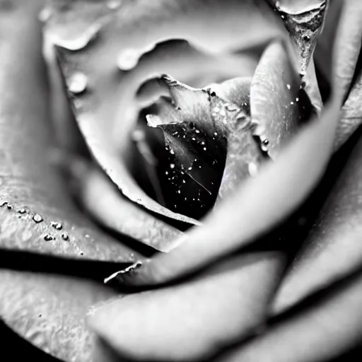 Image similar to award - winning macro of a beautiful black rose made of glowing molten magma