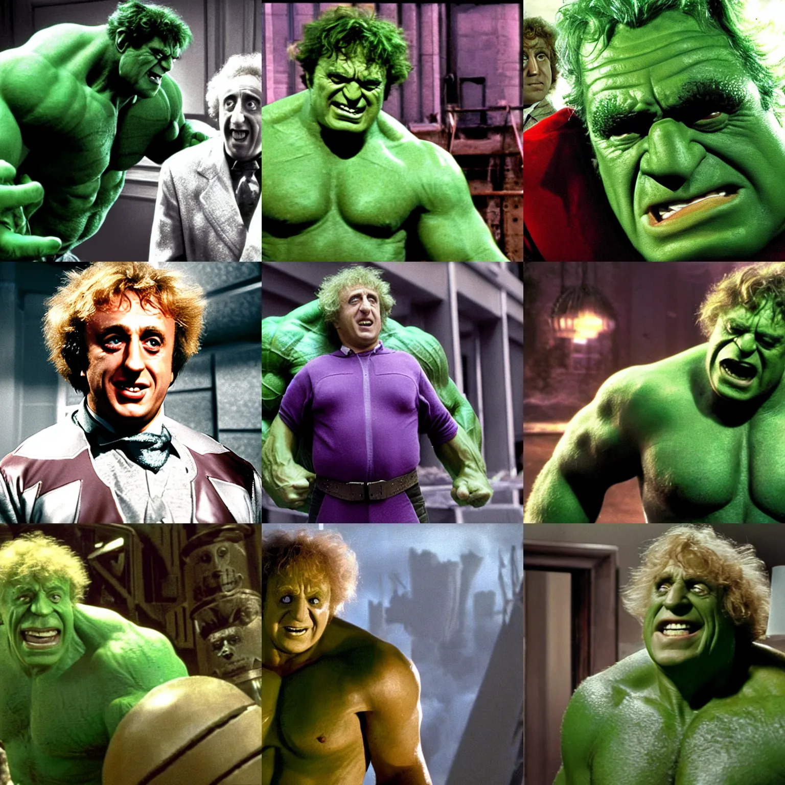 Prompt: Gene Wilder as the Hulk in The Avengers (2012), photograph