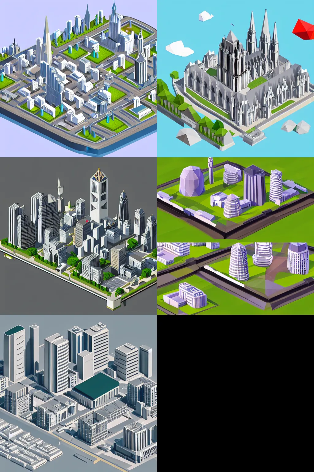 Prompt: isometric 3d low poly city of cologne