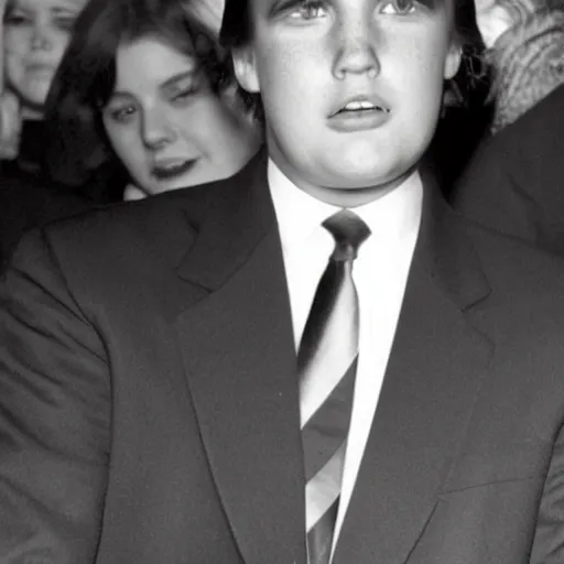 Prompt: photo of young donald trump in new york, black and white
