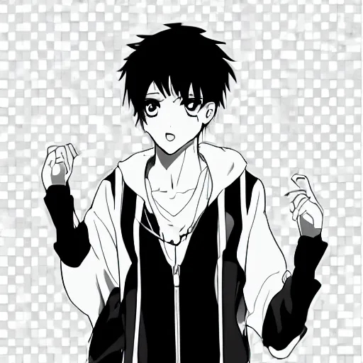 Image similar to black and white anime boy