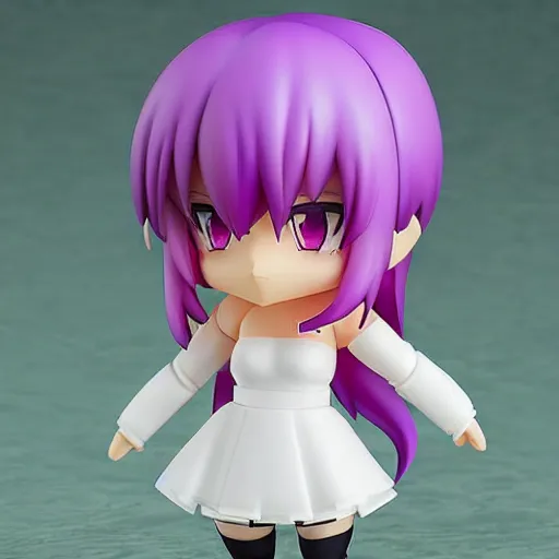 Image similar to neon white video game, neon violet, an anime nendoroid of neon violet, figurine, detailed product photo