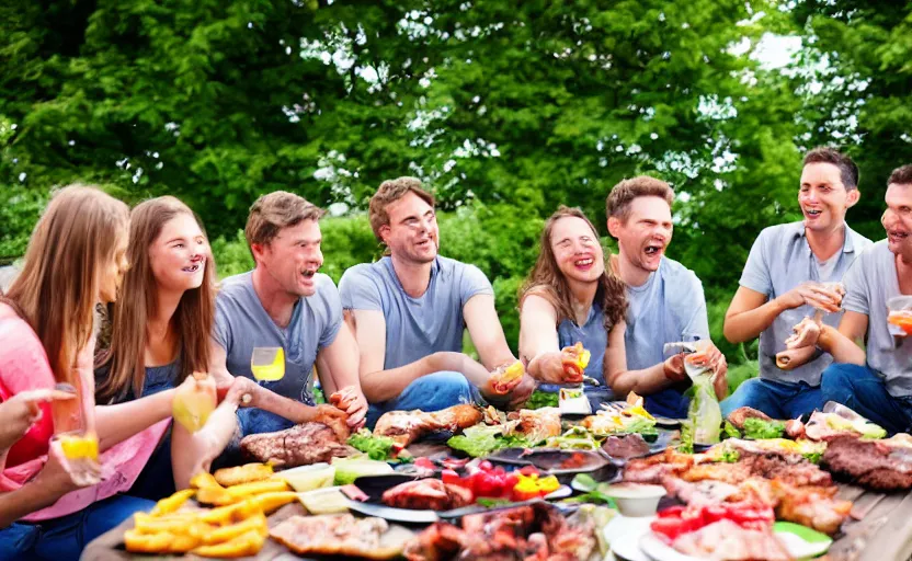 Image similar to a group of friends having a bbq at the backgarden