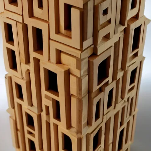 Prompt: Jenga tower designed by Frank Lloyd