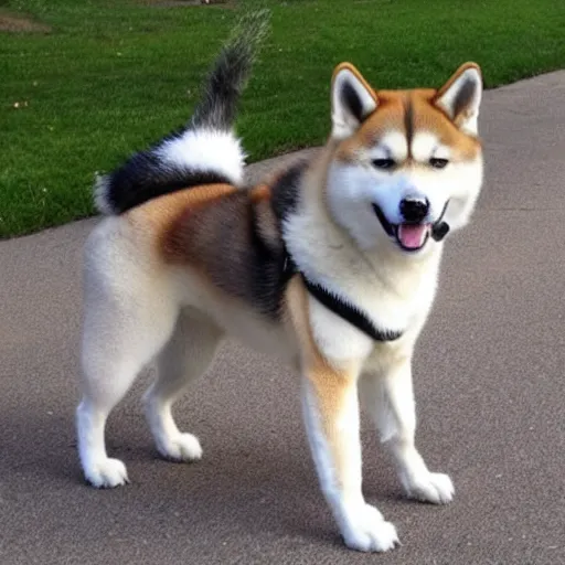 Image similar to a crossing between a shiba inu and a husky