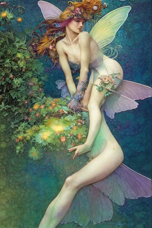 Prompt: a beautiful faerie, rainbowshift, by jean - baptiste monge, maxfield parrish, artgerm