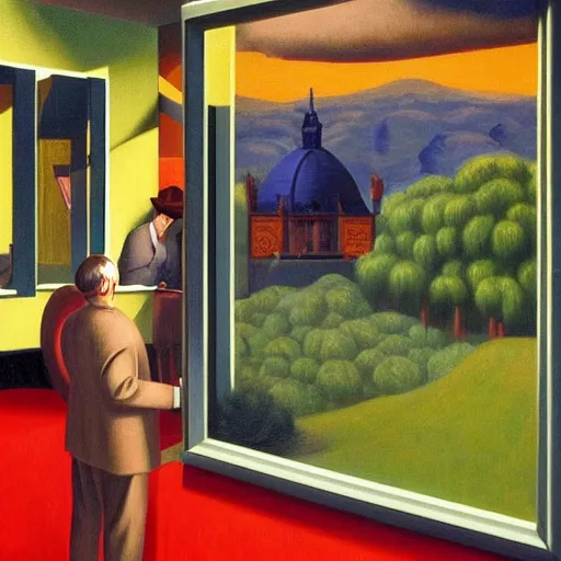 Prompt: hell by Raphael Hopper, and Rene Magritte. Extremely Highly detailed, Occult, funny, humorous, humor, hilarious, funny, entertaining, magical, Trending on artstationHQ