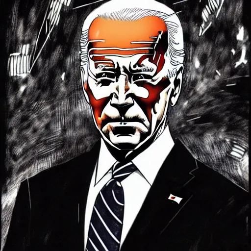 Image similar to Joe Biden looking sinister, by Tsutomu Nihei, highly detailed