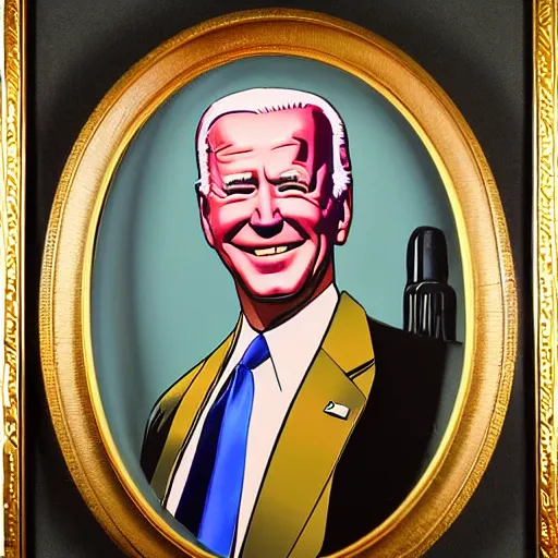 Image similar to An enamel portrait of Joe Biden