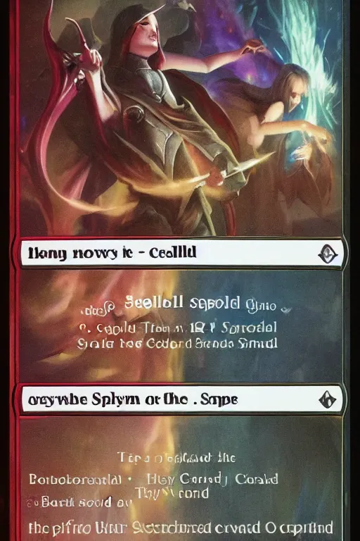 Prompt: spell card, hell song, magic the gathering card, slay the spire card