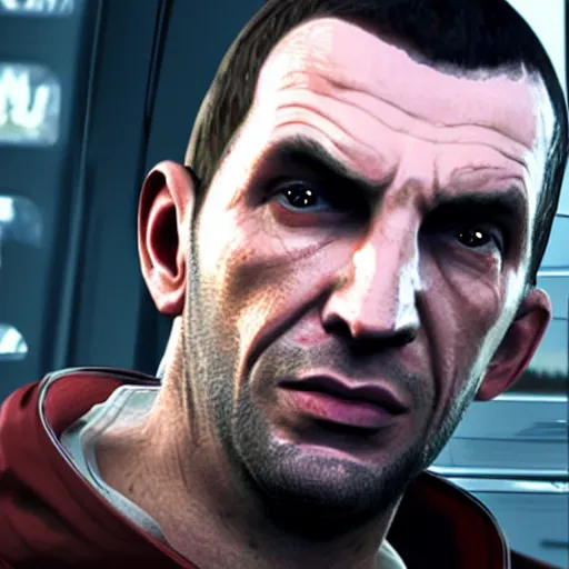 Image similar to niko bellic in gta 6, realistic, 4 k gameplay