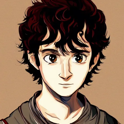 Prompt: frodo, anime portrait