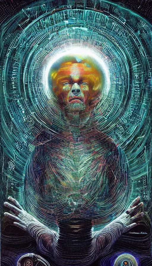 Prompt: portrait of a digital shaman, by david a. hardy