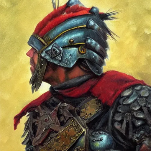 Image similar to a russian warrior who is wearing iron gauntlets in the shape of bear claws in the style of warhammer fantasy : : head and shoulders oil painting