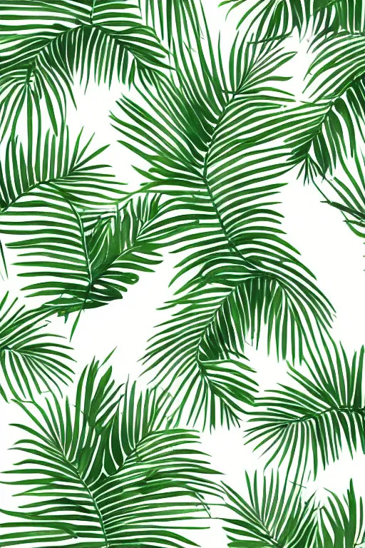 Image similar to minimalist watercolor palm plants on white background, illustration, vector art