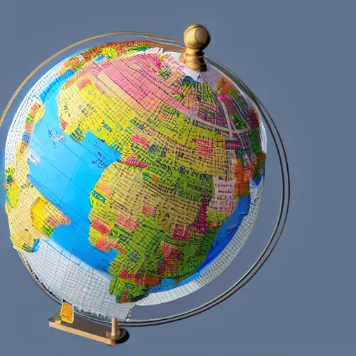 Prompt: llustration of the globe with 3 d top touristic attractions on it, 3 d render, 3 d model, smooth, ray tracing, illustration, in the style of shkret