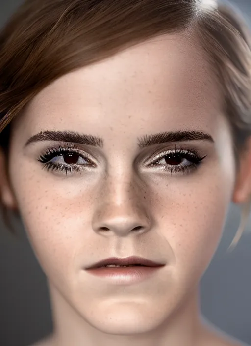 Image similar to emma watson, fashion portrait, dslr, one point lighting, pale skin, studio lighting