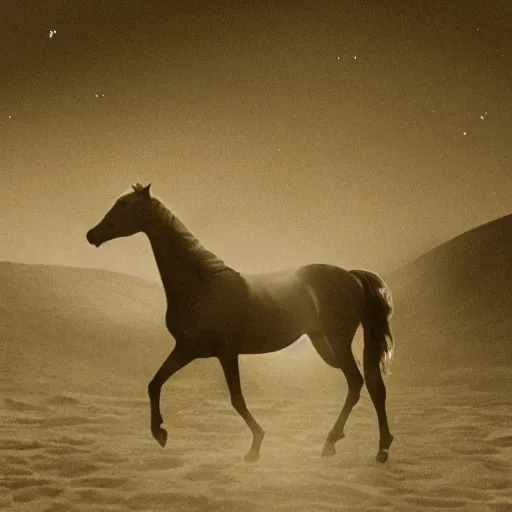 Image similar to photograph of a horse drinking alcohol on moon