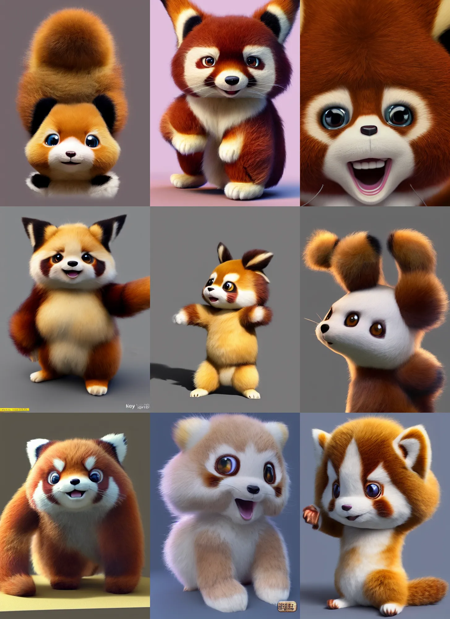 Prompt: high quality 3 d render hyperrealist very cute muted color fluffy! red panda, highly detailed, vray smooth, in the style of detective pikachu, hannah yata charlie immer, soft indoor light, low angle, uhd 8 k, sharp focus