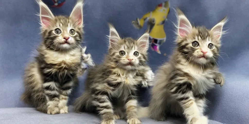 Image similar to a 3 d rendered movie still maine coon kitten descendant 1 million in the future. kitten wears a spacesuit, and explores cosmos in a space ship with a cat tree. science fiction blockbuster movie kittens rule the world or what's on tv? kittens!, lightyear ( film, 2 0 2 2 ) computer - animated science fiction action - adventure.