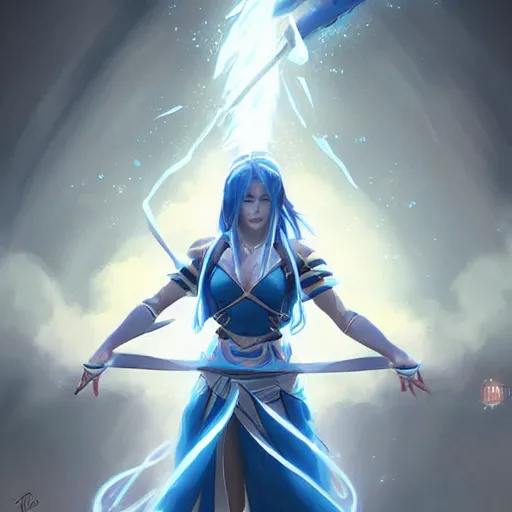 Image similar to japanese lightning goddess, d & d, blue color palette, highly detailed, digital painting, artstation, concept art, sharp focus, illustration, cinematic lighting, art by artgerm and greg rutkowski