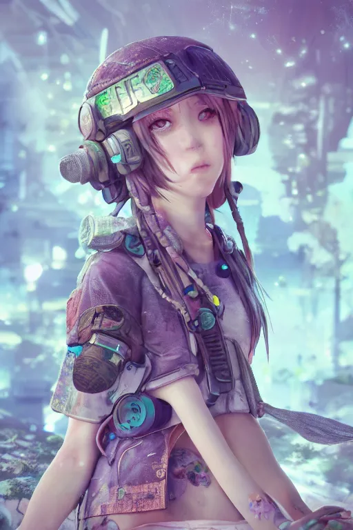 Image similar to solarpunk girl kawaii, ultra realistic, concept art, intricate details, highly detailed, photorealistic, octane render, 8 k