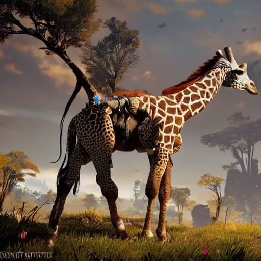 Prompt: Horizon Zero Dawn giraffe